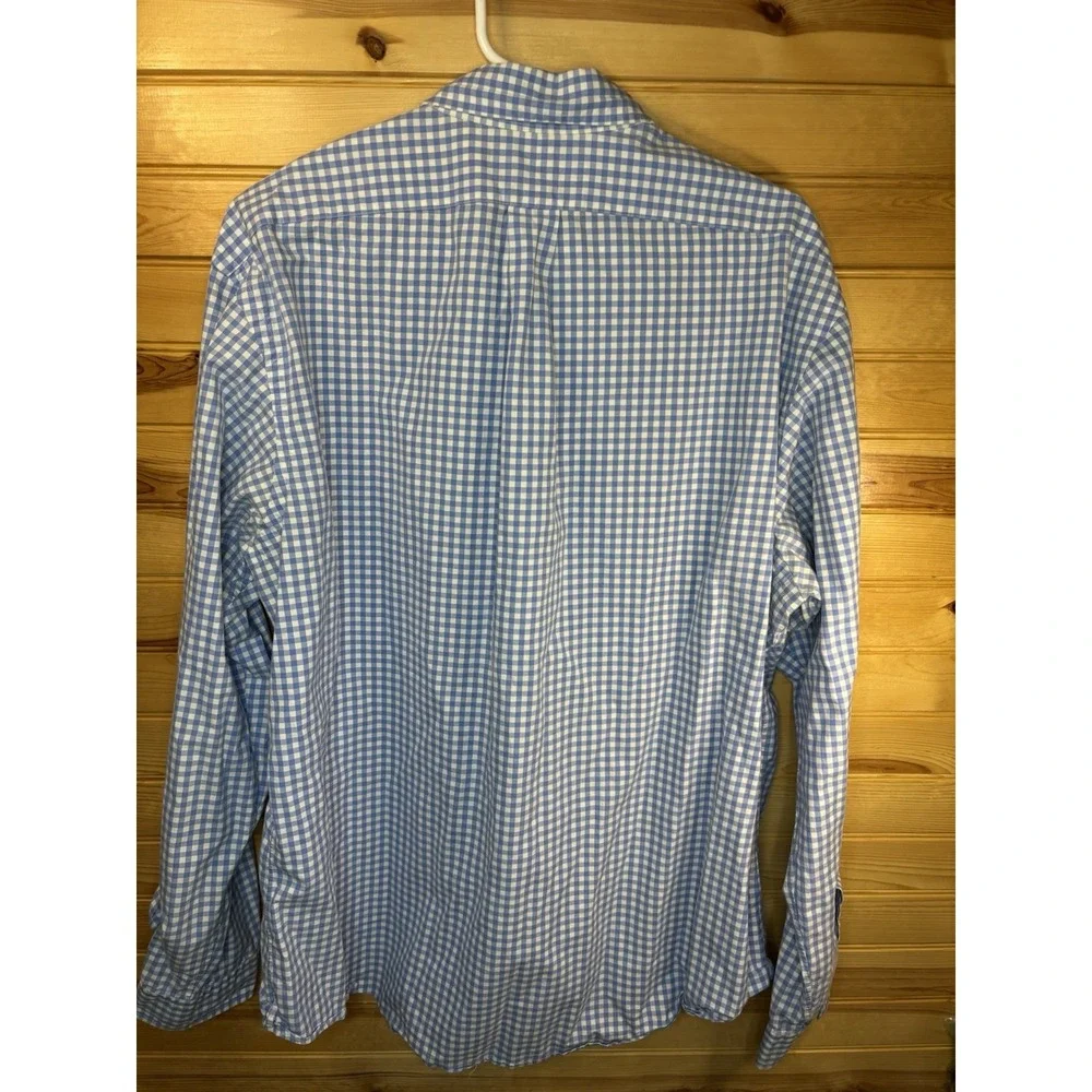 Vintage Ralph Lauren Men's XXL Blue & White Gingham Custom‎ Fit Shirt Pink Pony